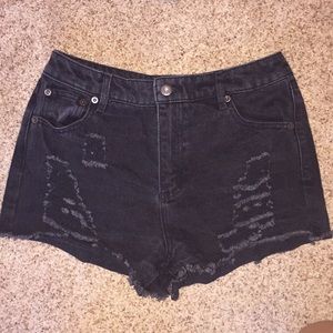 black jean shorts